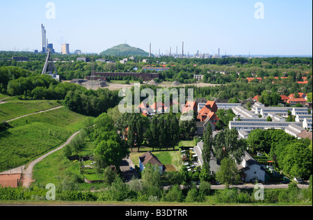 Route der Industriekultur, IBA Emscher, Panoramablick von der Halde Rungenberg Auf Gelsenkirchen-Buer, Zeche Hugo Consol, Kraftwerk Scholven, Sied Stockfoto