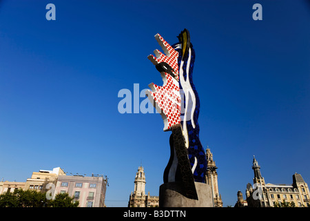 Cap de Barcelona von Roy Lichtenstein Plaza Antono Lopez Moll De La Fusta Barcelona-Katalonien-Spanien Stockfoto