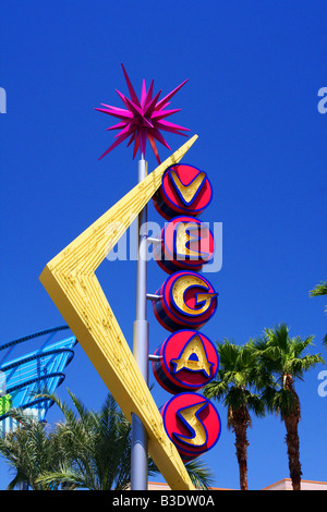 Eines der berühmten Las Vegas Zeichen im Bereich ursprünglichen Fremont. Stockfoto