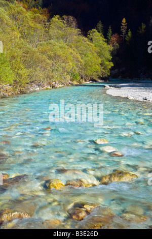 Soca Fluss im Frühling, Soca-Tal, Nationalpark Triglav, Julischen Alpen, Slowenien, Europa Stockfoto