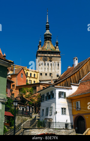 Der Uhrturm-Sighisoara/Schäßburg Siebenbürgen-Rumänien Stockfoto