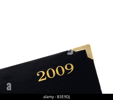 Ein Buch mit sieben Siegeln nächsten Jahr s Tagebuch auf weißem Hintergrund Stockfoto