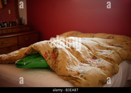 Aufblasbare Krokodil Serie Schlafzimmer Ängste Stockfoto