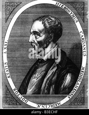 , Gerolamo Cardano, 24.9.1501 - 21.9.1576, italienischer Mathematiker, Physiker und Philosoph, Porträt, Kupferstich, 17. Jahrhundert, Artist's Urheberrecht nicht gelöscht werden Stockfoto