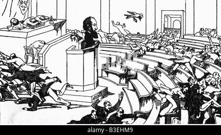 Ereignisse, Revolution 1848 - 1849, Deutschland, Nationalversammlung, Karikatur, "Running Applaus", Zeichnung, 1848, Stockfoto