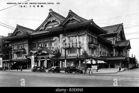 Geographie/Reisen, Japan, Tokio, Kabuki, Theater/Theater, Außenansicht, Originalpostkarte, 1930er Jahre, Stockfoto