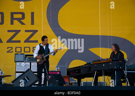 Stanley Clarke und Chick Corea während Rückkehr für immer bei Pori Jazz Festival 2008 in Finnland Europa Konzert Stockfoto