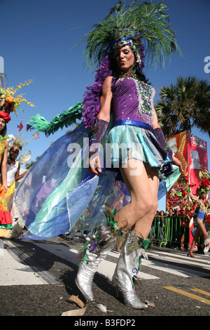 Karneval-Teilnehmer durchführen während Karneval Santo Domingo, Dominikanische Republik Stockfoto