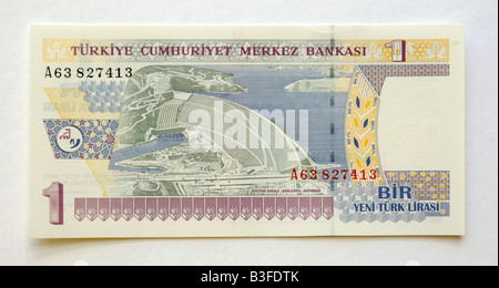 Türkei 1 1 Lira Banknote Stockfoto