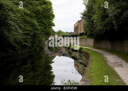 Läufer auf dem Kanal Treidelpfad Leeds und Liverpool Canal Leeds Bereich West Yorkshire UK Aug 2008 Stockfoto