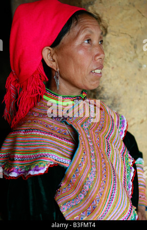 Flower Hmong Tribeswoman, Ha Giang Province, Vietnam Stockfoto