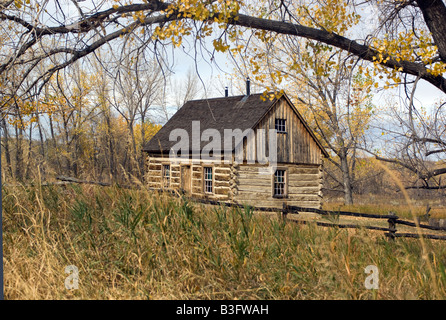 Roosevelt ist Malteser Kreuz Hütte im Medora North Dakota Stockfoto