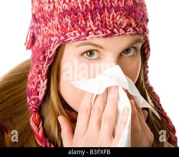 Mädchen mit Katarrh Stockfoto