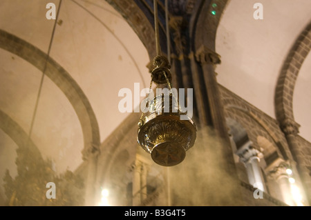 In der Kathedrale von Santiago De Compostela Weg von SAINT JAMES oder CAMINO DE SANTIAGO - Region Galicien Spanien Weihrauchfaß Botafumeiro Stockfoto