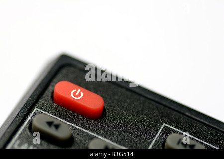 Schalten Sie Schaltfläche "aus der TV-Fernbedienung hautnah Stockfoto