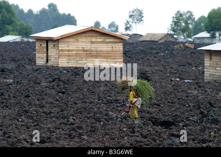 Die Nachwirkungen der Nyiragongo Vulkan Eruption in der Stadt Goma, Kongo Stockfoto