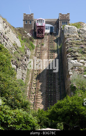 Hastings East Cliff Lift Seilbahnfahrt Stockfoto