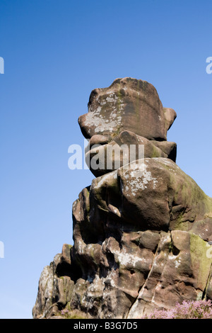 "Zwinkernde Auge" oder "Bear"-Rock. Teil des Ramshaw Felsen, die mit Blick auf die Dane-Tal im Peak District National Park. Stockfoto