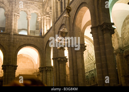 In der Kathedrale von Santiago De Compostela Weg von SAINT JAMES oder CAMINO DE SANTIAGO - Region Galicien Spanien Weihrauchfaß Botafumeiro Stockfoto