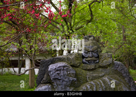 Zhang Fei Steinstatue in Peach Orchard Wuhou drei Königreiche Gedächtnistempel, Chengdu, Sichuan, China Stockfoto