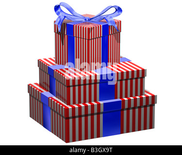 Isolierte Darstellung der Geschenk verpackt präsentiert Stockfoto