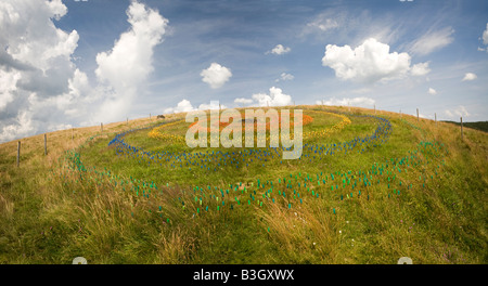 Ein Laetitia Carlotti Land Art Arbeit. Installation de Land Art Réalisée Par l'artiste Plasticienne Laetitia Carlotti. Stockfoto