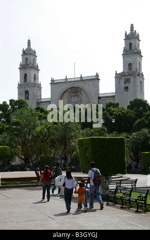 San Ildefonso Kathedrale, Plaza Mayor, Merida, Bundesstaates Yucatán, Mexiko Stockfoto