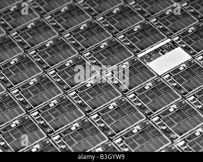 Stark vergrößerte Ansicht des Silizium-Wafer. Stockfoto