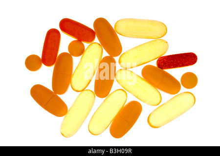 Vitamine auf weiß Stockfoto