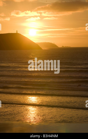 Stepper Point und Trevose Head Polzeath Strand Cornwall UK Stockfoto