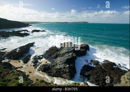 Trevose Head von Stepper Point in der Nähe von Padstow auf die Cornish coast UK Stockfoto