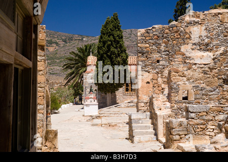 Venezianische Festung und ehemalige Leprakolonie, Spinalonga Insel, Elounda, Lasithi, Kreta, Griechenland. Stockfoto