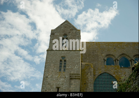 Ortsbild des Kloster Gefängnis Festung Mont St. Michel ist ein Weltkulturerbe und besucht von vielen gehen in die Normandie in Frankreich Stockfoto