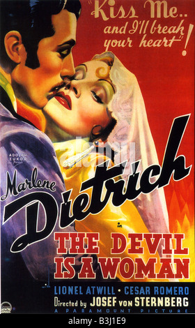 Das DEVIL IS A WOMAN Plakat für Paramount Film 1935 mit Marlene Dietrich und Cesar Romero Stockfoto