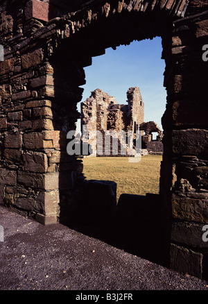 dh Earls Palace BIRSAY ORKNEY Graf Robert Stewart Palast Steinmauern Ruinen aber Eingang in Wand Stockfoto