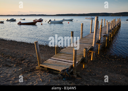 Morkhølt Strand und Vejle Fjord in der Abenddämmerung, Süd-Jütland, Dänemark Stockfoto