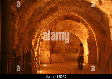 Israel Hektar großen unterirdischen Kreuzritter Ritter s Hallen in alten Akko Stockfoto