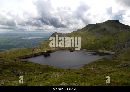 Stwlan Damm in der Nähe von LLan Ffestiniog und Tanygrisiau in Nord-Wales. Stockfoto