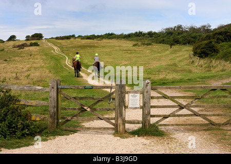 Reiter auf Tennyson Trail, Mottistone Down, Isle Of Wight, Großbritannien Stockfoto