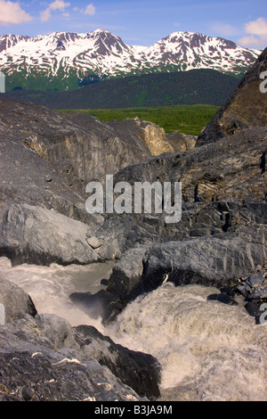 Wasser fließt aus Exit Glacier Kenai Fjords Nationalpark Seward Alaska Stockfoto