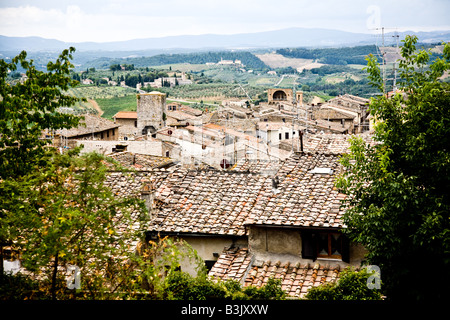 Dächer von den Höhen des San Gimignano Toskana Italien Stockfoto