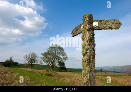 Wegweiser Wye Valley Spaziergang Powys, Wales Großbritannien Europa Stockfoto