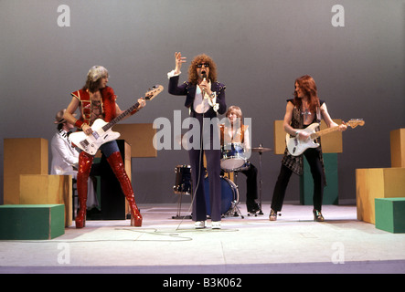 MOTT THE HOOPLE UK-pop-Gruppe im Jahr 1973. Aus l: Verden Allen, Overend Watt, Ian Hunter, Dale Griffin und Mick Ralphs Stockfoto
