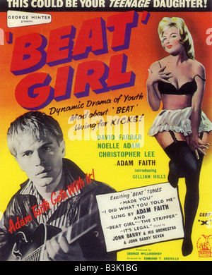 'BEAT GIRL' Plakat für 1960 Ruhm film aka Wild für Kicks mit Adam Faith und Gillian Hills Stockfoto