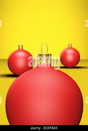 3 Christmas Ball ornaments Christbaumkugeln Stockfoto