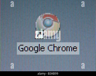 Screenshot des neuen Google Chrome-Browser-Logos auf dem desktop Stockfoto