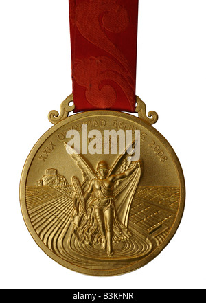 Olympia-Gold Medaille, Ende 2008 Olympische Goldmedaille Stockfoto