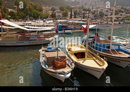 Boote im Hafen von Kas. Provinz Antalya Türkei. Stockfoto