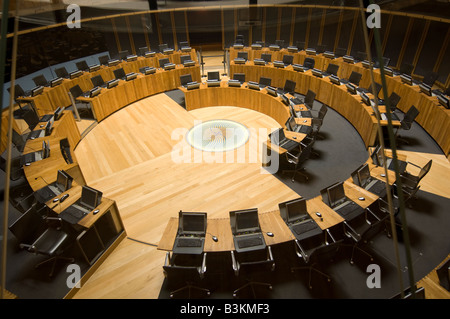 Sitzungssaal der Nationalversammlung von Wales Regierung Senedd Gebäude Cardiff Bay UK Stockfoto