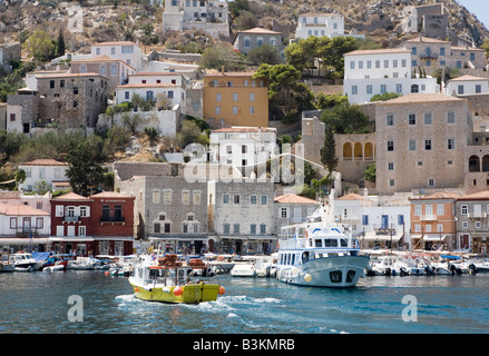 Boote im Hafen, Hydra, Griechenland Stockfoto